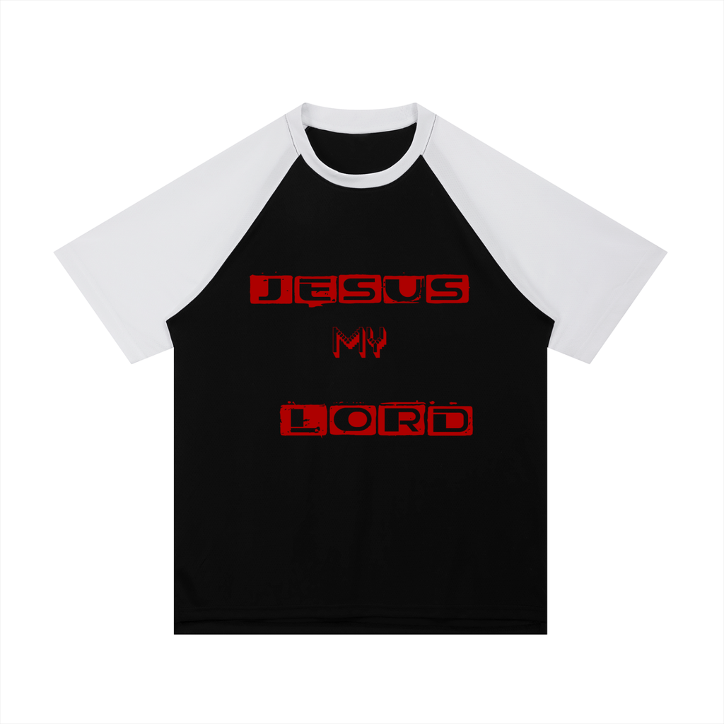 Contrast Raglan Sleeve Mesh T-Shirt