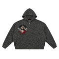 Unisex Leopard Print Waffle Full Zip Hoodie