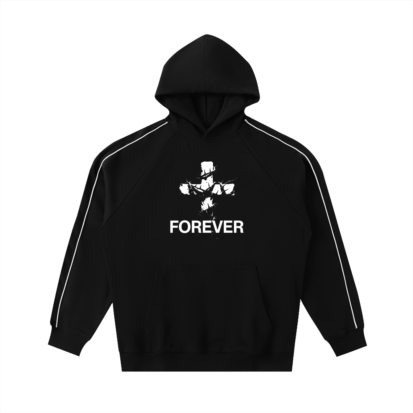 Contrast Piping Raglan Hoodie