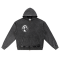 Snow Wash Oversized Zip-Up Hoodie