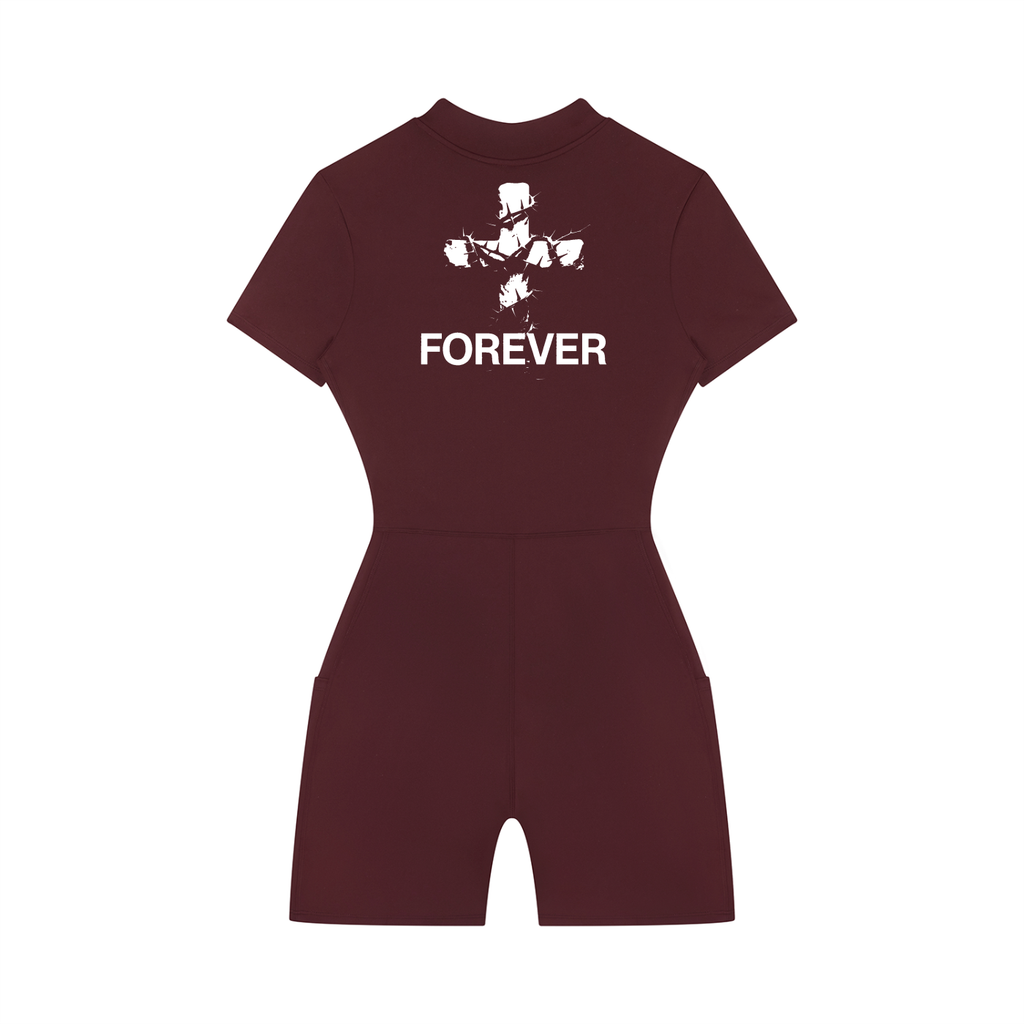 Women's Quarter-Zip Short Sleeve Romper