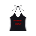 Women's Color Block Halter Crop Tank Top