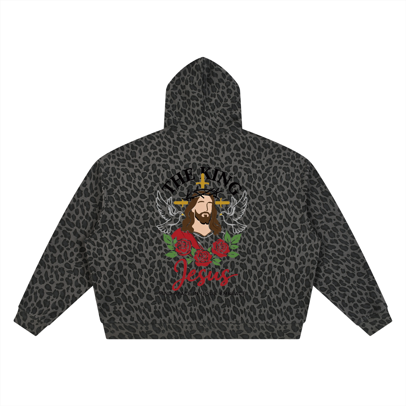 Unisex Leopard Print Waffle Full Zip Hoodie