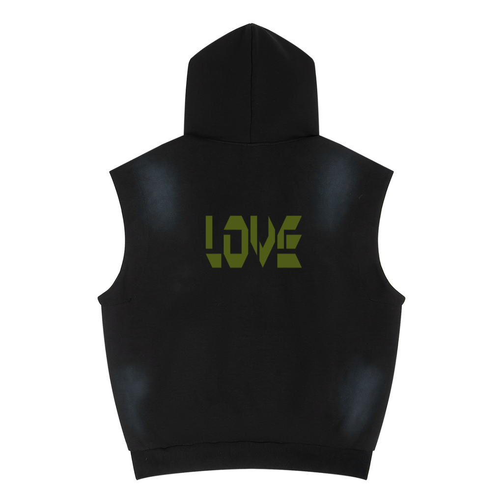 Unisex Vintage Wash Sun Fade Sleeveless Hoodie