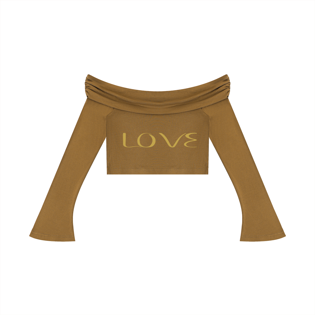 Women's Off-the-Shoulder Bell Sleeve Crop T-Shirt
