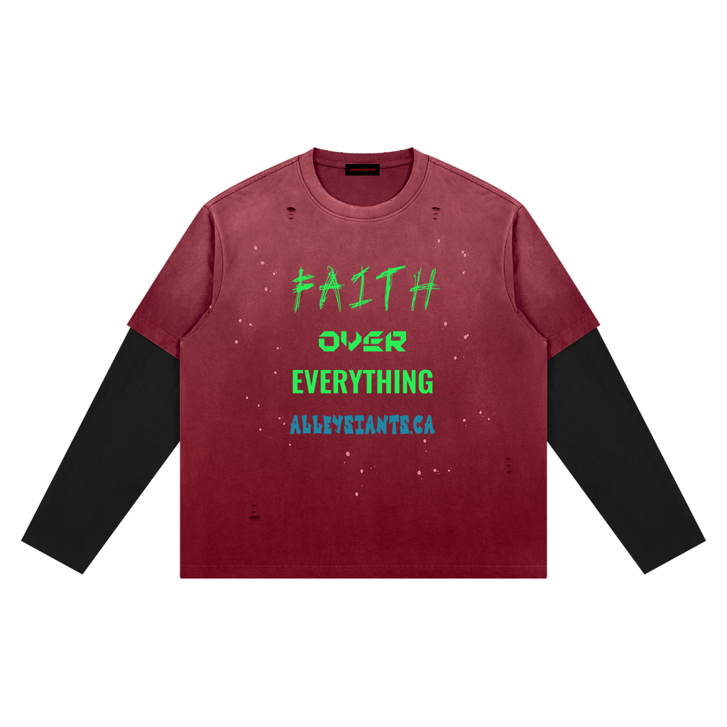 Unisex Vintage Wash Distressed Layer T-Shirt