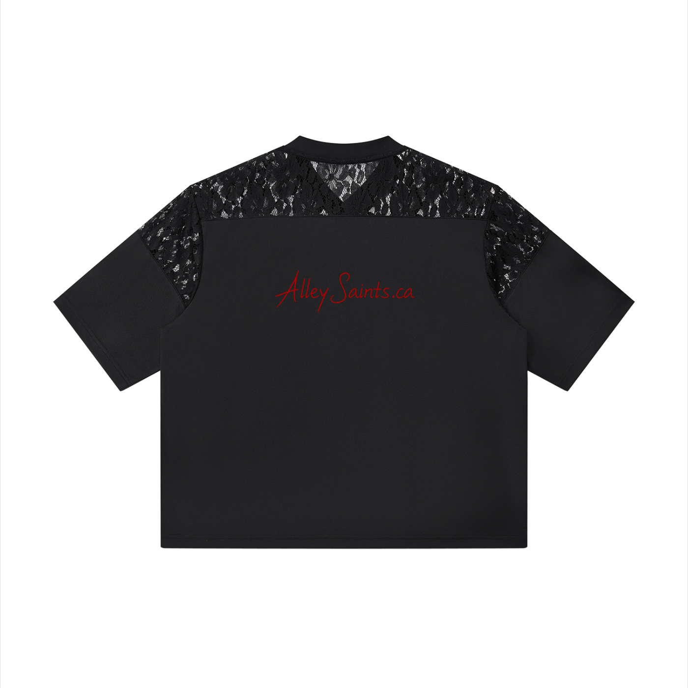Unisex Lace Paneling V-Neck T-Shirt