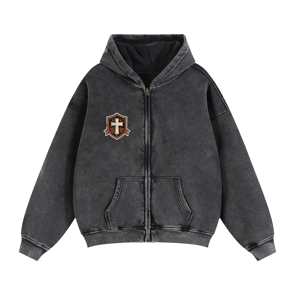Zip-Through Boxy Fleece Hoodie