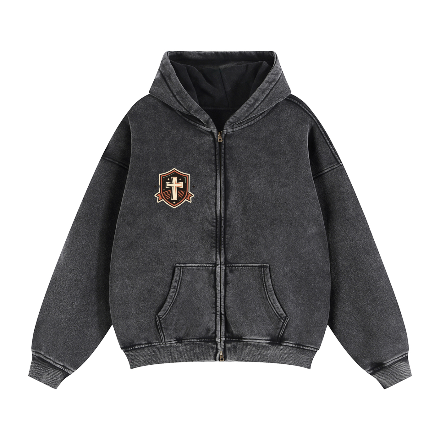 Zip-Through Boxy Fleece Hoodie