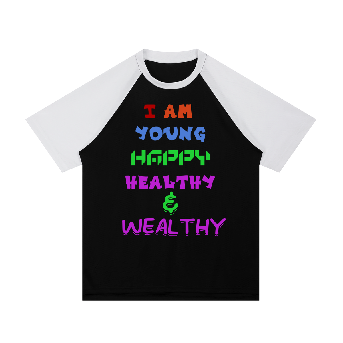 Contrast Raglan Sleeve Mesh T-Shirt