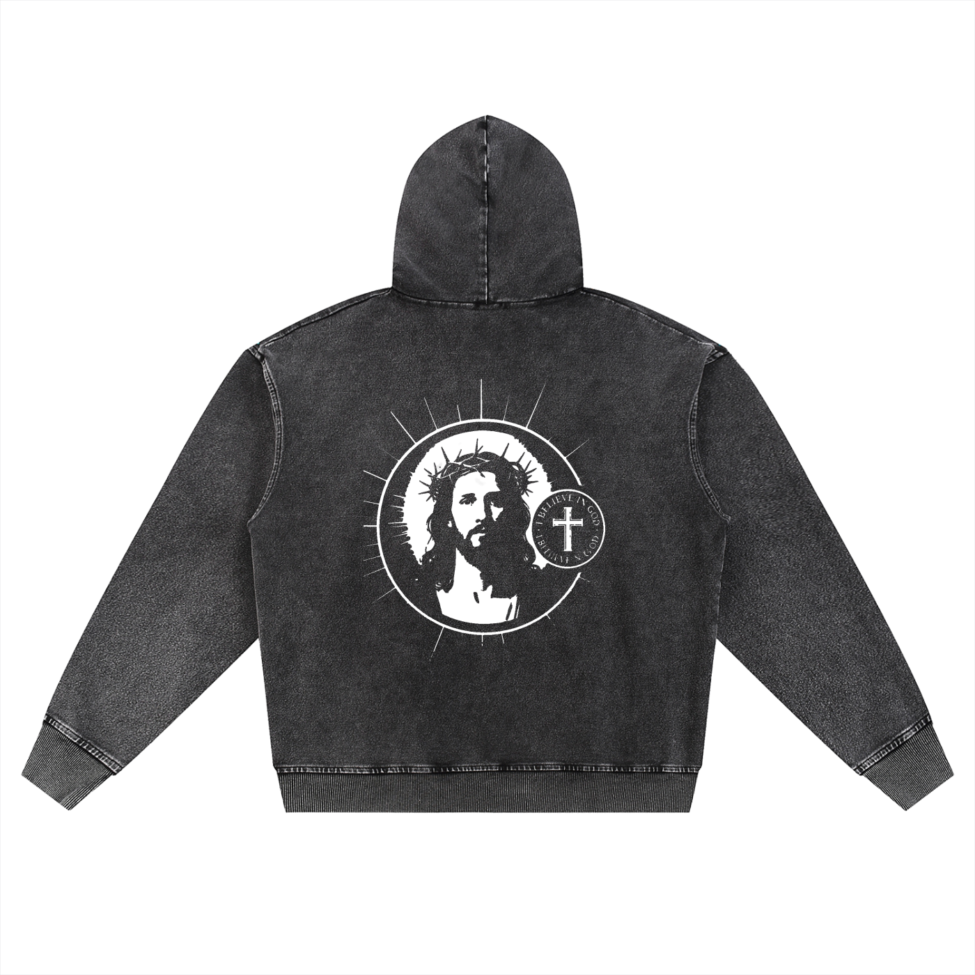 Snow Wash Oversized Zip-Up Hoodie