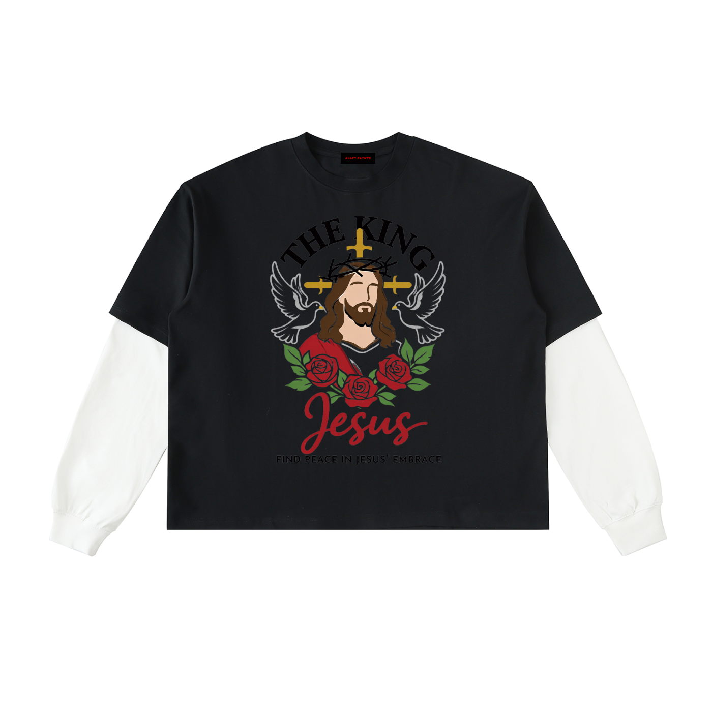 Layered Contrast Sleeve Cotton T-Shirt