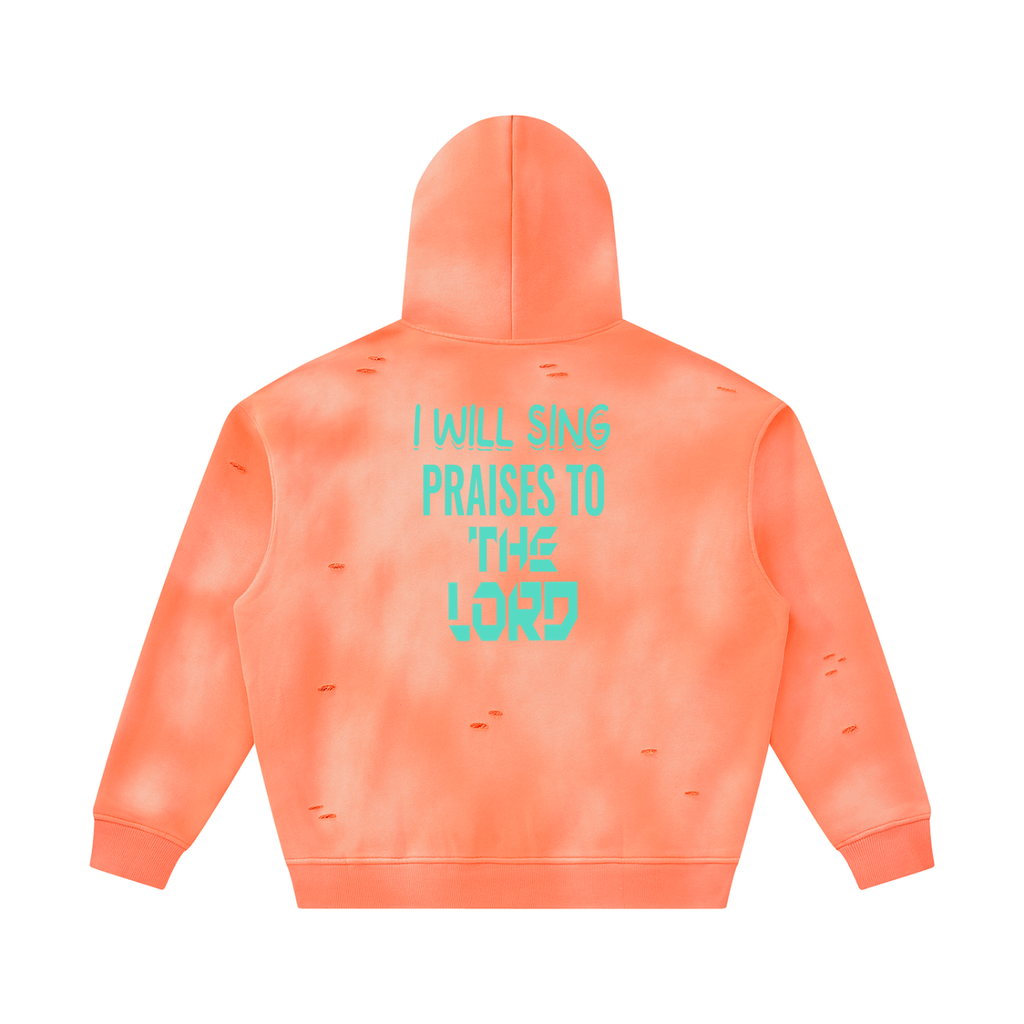 Unisex Sunfade Frayed Fleece Hoodie