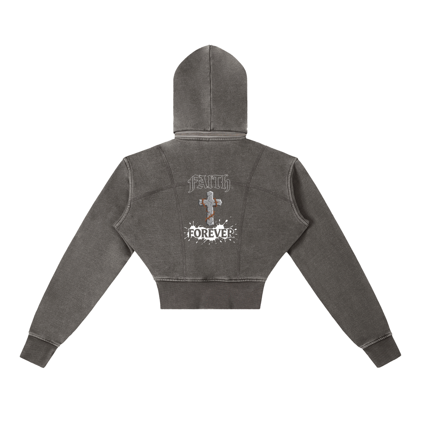 Vintage Washed Cropped Fleece Hoodie