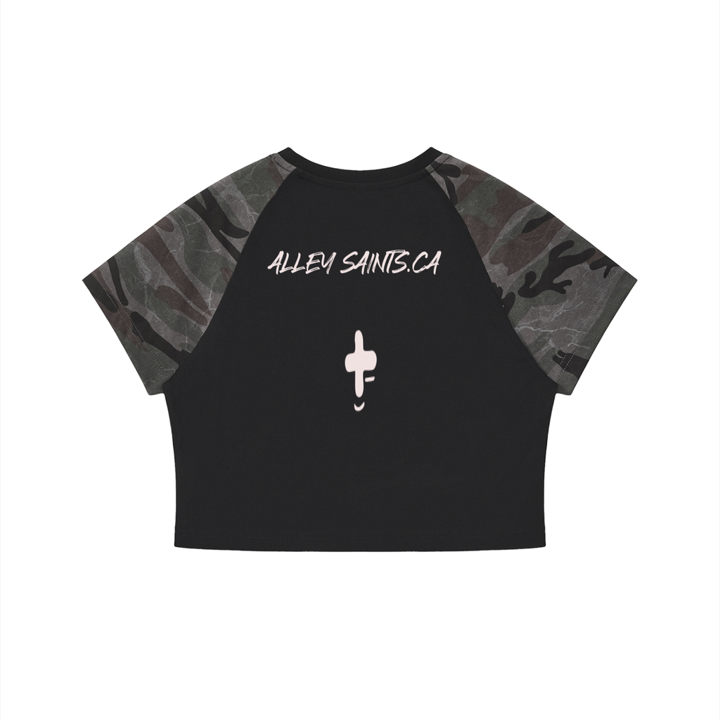 Women’s Camo Raglan Crop T-Shirt