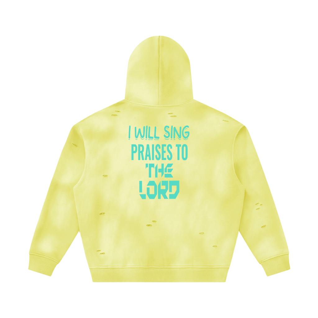Unisex Sunfade Frayed Fleece Hoodie