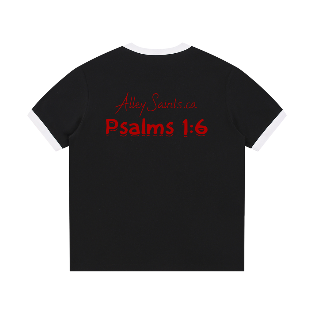 Contrast Edge Ribbed Crewneck T-Shirt