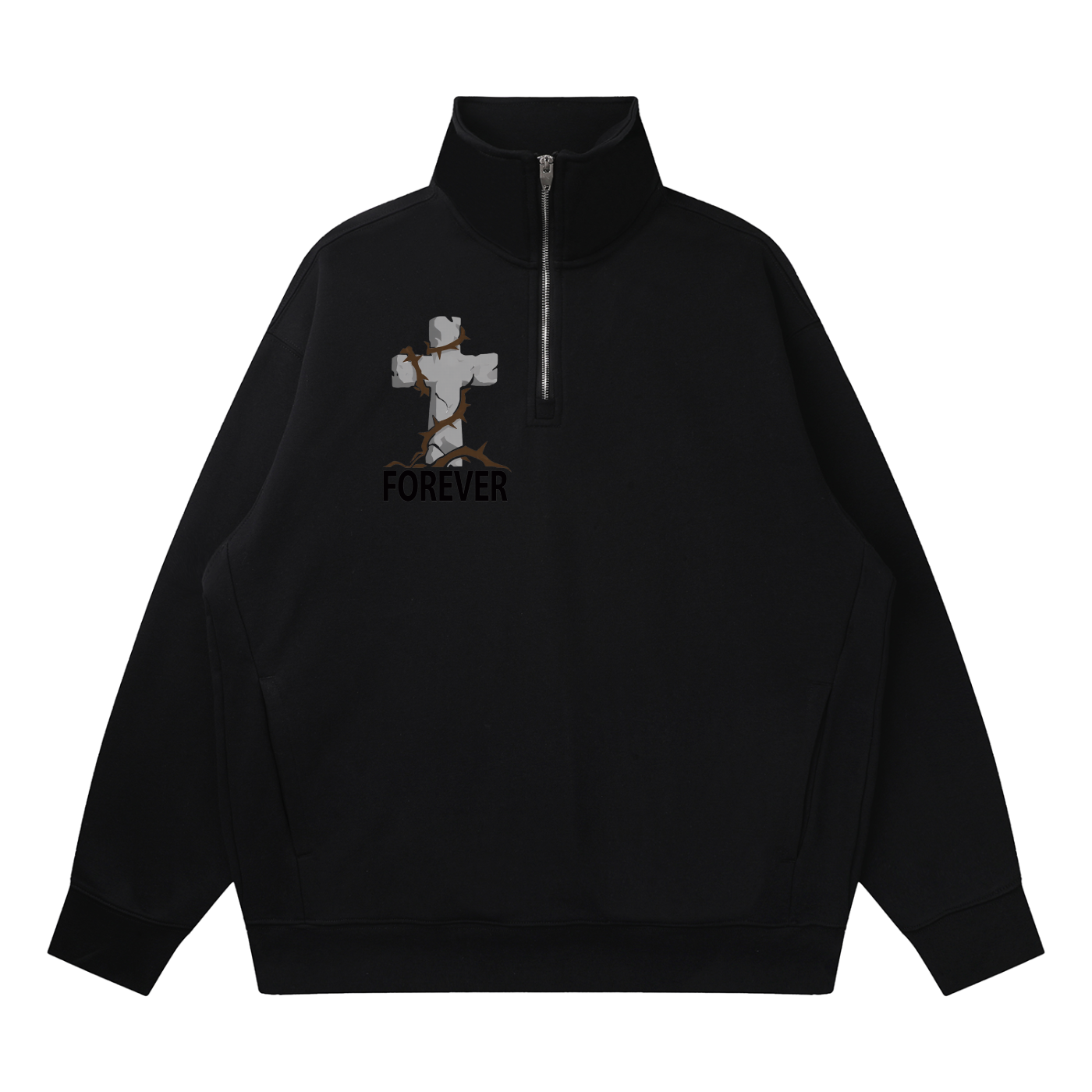 Quarter-Zip Drop Shoulder Sweatshirt