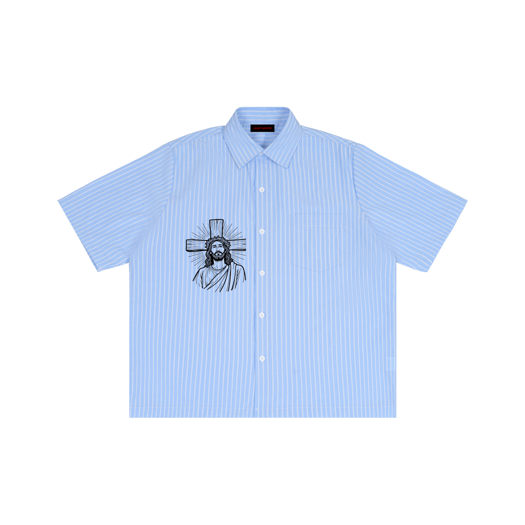 Striped Boxy Short Sleeve Shirt