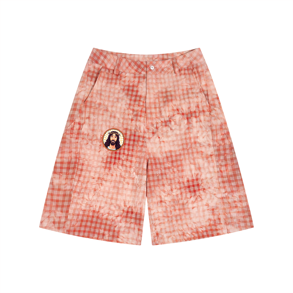 Unisex Vintage Wash Plaid Shorts