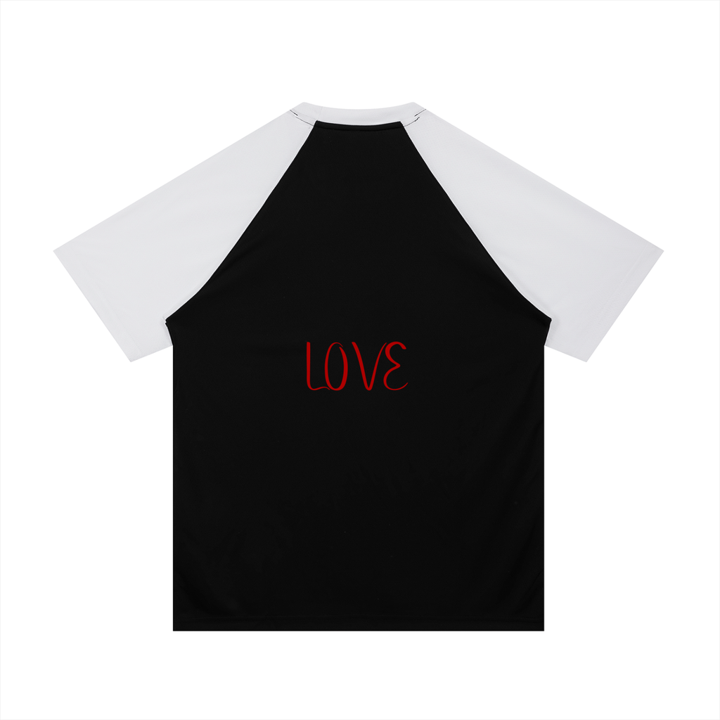 Contrast Raglan Sleeve Mesh T-Shirt