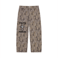 Unisex Vintage Wash Leopard Wide Leg Jeans
