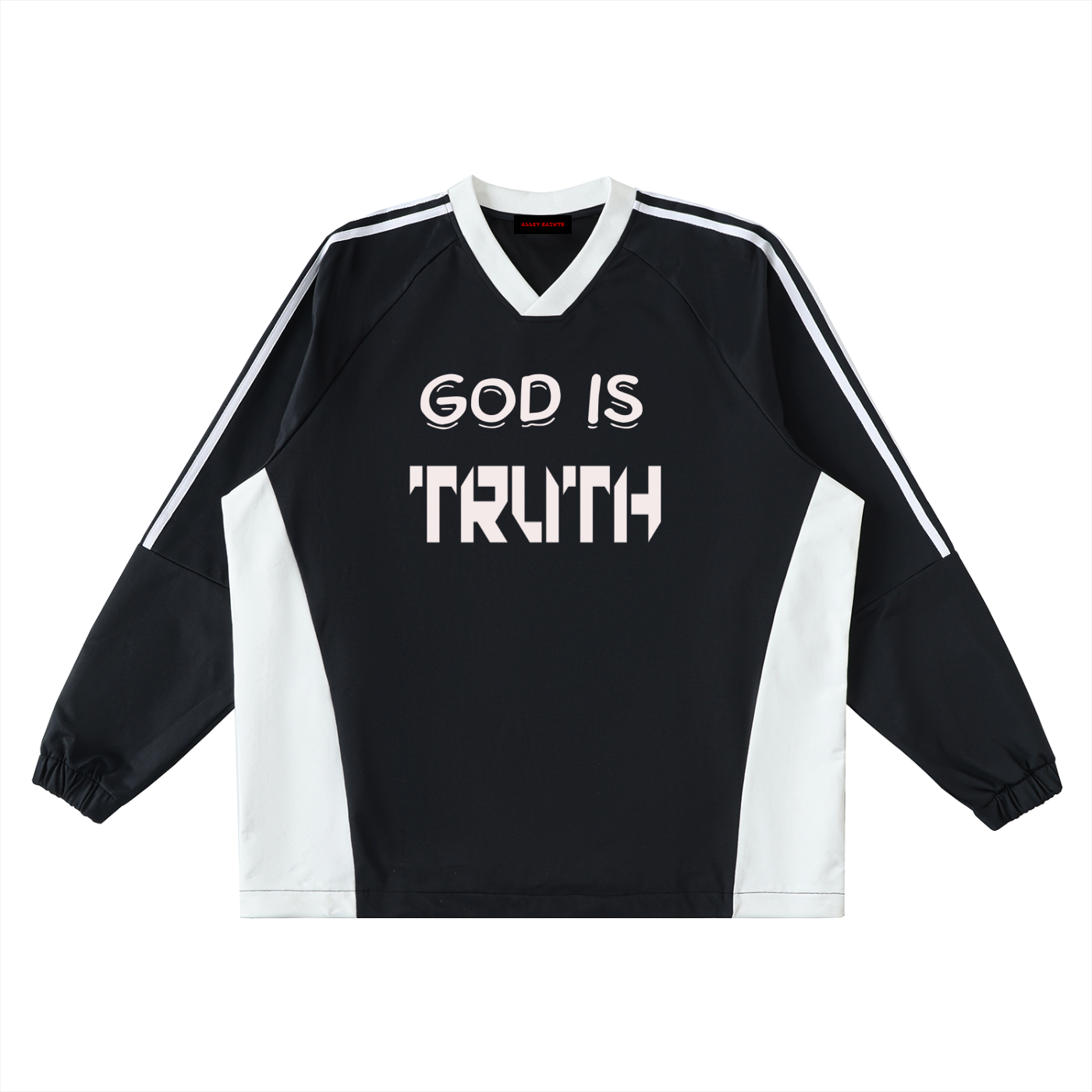 Color-Block V-Neck Long-Sleeve T-Shirt