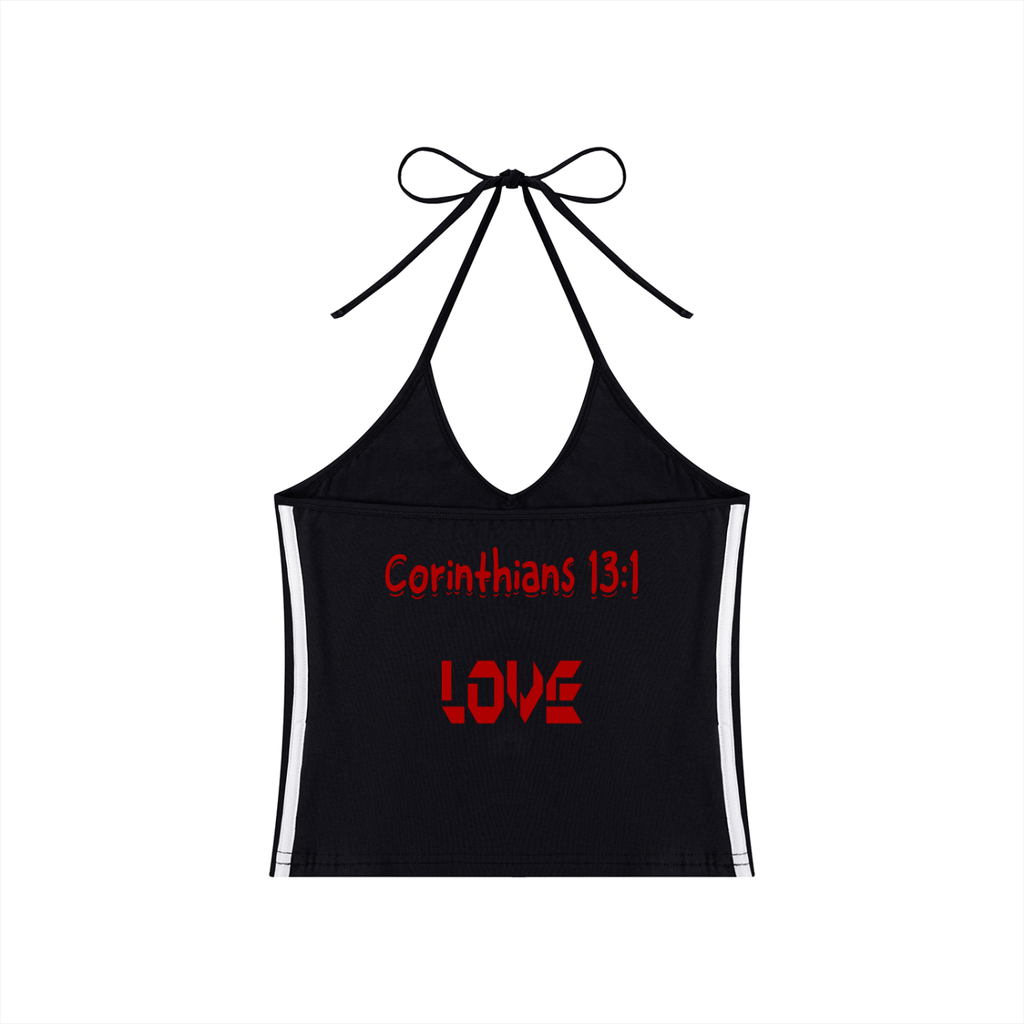 Women's Color Block Halter Crop Tank Top