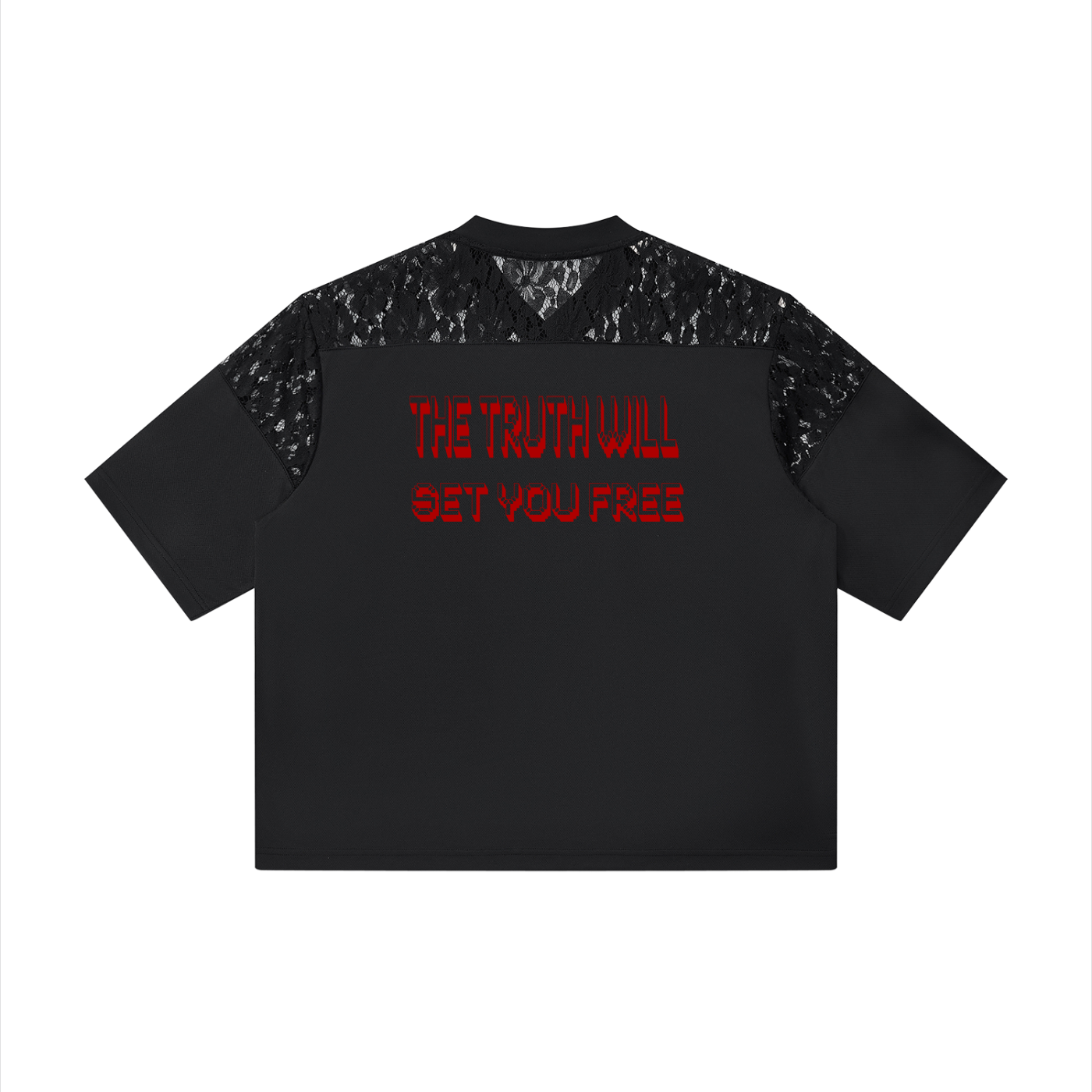 Unisex Lace Paneling V-Neck T-Shirt